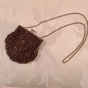 Evening bag, copper colored beading, in excellent condition.